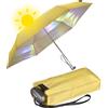 Knirps Mini ombrello tascabile da viaggio, piccolo e leggero, a righe, giallo vaniglia, iridescente, protezione UV, 93 cm, Super mini compatto