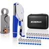 ZOERAX Kit crimpatrice per cavo coassiale per RG59 RG6, set di strumenti coassiali 3 in 1, include spelafili e 20 connettori F, compatibile con RG11/RG7, per TV satellitare, home theater e cablaggio