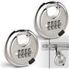 BAIFULAI 2 lucchetti a combinazione, 70 mm, rotondi, a 4 cifre, in acciaio inox 201, serratura con codice numerico, serratura con gancio circolare, serratura a combinazione per capannoni, cuscinetti