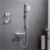 Auralum Saliscendi Doccia con Soffione e Miscelatore Termostatico, Set Doccia con Asta Doccia Saliscendi in Acciaio Inox (70cm), Inox Tubo Flessibile (150cm) e Soffione (4 Funzioni,12.7cm), Cromato