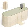 Mechprip Vasca da bagno portatile per adulti, 150 x 55 x 50 cm, pieghevole, con 2 fori di scarico, vasca da bagno per famiglie, dotata di 2 piastre di supporto laterali con copertura (beige)