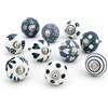 ARTISNO Lotto di 10 pomelli per armadi da cucina in ceramica grigi e bianchi fatti a mano (verdastri)