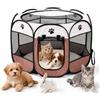 Qnbonrich Recinto pieghevole per cuccioli, 74 x 74 x 43 cm, per la casa, box pieghevole per cani, gatti, conigli, interni ed esterni (caffè)