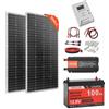 VEVOR Kit Solare Off-Grid 400W 12V 2 Pannelli Monocristallini da 200W, Kit Solare Completo con Batteria LiFePO₄ 12,8V 100Ah, Regolatore MPPT 40A, Inverter da 1000W, per Camper, Casa e Barca Off-Grid