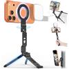 OMOTON TP03 [ultra sottile] per treppiede MagSafe, treppiede magnetico girevole a 360° per iPhone 17/16/15 Pro Max Air, supporto pieghevole per telefono cellulare con vite da 1/4 e gancio, adatto per
