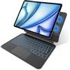 OMOTON Custodia magnetica per iPad Air 11 pollici (M3/M2, 2025/2024) e iPad Pro 11 (4/3/2/1 Gen)/Air 5/4, Magic Keyboard QWERTZ ISO-DE Layout, trackpad multi-touch, illuminazione a 7 colori, nero