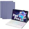 Generic Custodia con Tastiera per Lenovo Tab M10 Plus 3rd Gen 10.6 inch TB-125FU, Cover Posteriore in TPU Morbido, Tastiera Bluetooth retroilluminata magneticamente Rimovibile,Viola