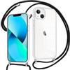 Pnakqil Cover per iPhone 13 Mini con Cordino, Custodia con Laccio Collana Tracolla Trasparente Cellulare Antigraffio Silicone Proteggere Corda Case per iPhone 13 Mini, Nero 01