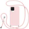 Jrkvniv Cover con Cordino per Samsung Galaxy A12（4G）, Custodia con Laccio Collana Tracolla Collo Silicone Antiurto TPU Opaca Protettiva Case per Samsung A12 4G 6.5,Rosa