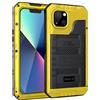 Beeasy Cover per iPhone 13 IP68 Impermeabile Custodia Militare Antiurto Resistente 360° Metallo Armor Protezione Schermo Integrata Rugged Robusta Indistruttibile Subacquea Antipolvere Giallo