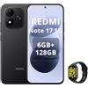 XIAOMI Redmi Note 17 5G-Smartphone 6+128GB,6,99 FHD+ AMOLED 120Hz,Batteria 7700mAh Ricarica 45W,Fotocamera 50MP, Snapdragon 4 Gen 4,IP65, HyperOS con AI,Nero,Smartwatch incluso