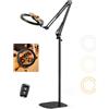 Evershop Ring Light 10 con Treppiede e Supporto Telefono, Luce LED Rotabile a 360° con Braccio Flessibile e Telecomando, CRI>95, Ideale per Video, Foto, Trucco, Pittura