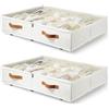 KitHero Scarpiera sotto il letto con ruote, confezione da 2, contiene da 12 a 24 paia, robusto organizer per scarpe con coperchio trasparente, cerniere e 3 manici, organizer pieghevole in tessuto per