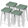 AddGrace Set di 4 cuscini antiscivolo per sgabello da bar, quadrati, con laccetti, set di 4 cuscini quadrati per sedia piccoli, lavabili in lavatrice, 30 x 30 x 5 cm (verde salvia)