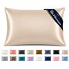 Pamposh Federe in raso di seta per capelli e pelle, confezione da 4, dimensioni standard, con chiusura a busta (beige, 4 federe (50 x 75 cm)
