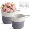 Wapasezyar 2 cesti sospesi in cotone, organizer, cesti da parete con manico 15 x 15 cm, cesti portaoggetti per cucina, bagno, camera da letto, soggiorno (bianco e grigio)