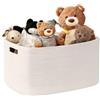 MYHOMMATTO Piccolo cesto portaoggetti in corda di cotone, 45 l, stile boho, per giocattoli, coperte, biancheria, intrecciato, per soggiorno, cameretta dei bambini, bianco