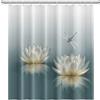 SDOTPMT 105x160cm Loto Fiore Tenda da doccia Carina Libellula Stazione termale Tenda da bagno Elegante Floreale Spirituale Meditazione per Femmina Tenda da doccia Impermeabile per Bagno con ganci