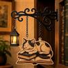Generic Lanterna decorativa a forma di gatto, lampada decorativa per libreria, mini lampada da libreria, angolo di lettura, luce notturna a LED, lampada da libreria in metallo, lampada da tavolo vintage, per