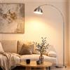 LuminexDesigns Lampada da Terra ad Arco per Soggiorno, 204 cm con Testa Regolabile, Paralume in Alluminio Spazzolato, Lampadina 9W 3 Temperature di Colore, Interruttore a Pedale e Base da 5 kg OVEL FL02