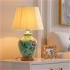 XINYASEE Lampada da tavolo in ceramica dipinta,Lampada da comodino vintage con paralume in tessuto,Testa di lampada E27,Lampada Da Scrivania Per la Casa Per Camera Da Letto, Soggiorno (Blu)