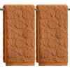 Artoid Mode Set 2 Asciugamani Autunnali Caramello Cuori 3D Zucche 35x75 cm | Telo da Bagno Stagionale Fall Jacquard 100% Cotone Morbido Assorbente per Bagno Decorazione