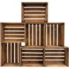PINEEA Cassette Legno Vintage Fiammato - Cassetta di Legno 50x40x30 - Multifunzionali Decorative - Per Frutta, Verdura, Vino o Libri (7 Pezzi)