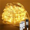 SINGCHUNGTE 200 luci a LED, 23 m, tubo luminoso esterno, luce bianca calda, con telecomando, 8 modalità, luci a LED, per interni