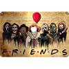 Dreacoss Targa in metallo retrò con scritta Friends Horror e personaggi horror, film horror, per Halloween, decorazione della casa, in alluminio, per musica bar, club, arte rupestre, vintage, 7,87