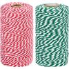 TACHIO Filo di cotone da 2 mm, 100 m, per panettiere, spago, spago decorativo, perfetto per giardino, immagini, piante, artigianato, 1 rotoli Bianco e Verde, 1 rotoli Rosso e Bianco