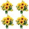 Amajoy 4 mazzi di girasoli artificiali, fiori di girasole in finta seta, realistici girasoli in seta per casa, hotel, fai da te, artigianato, matrimoni, feste, decorazioni per interni ed esterni, XRK