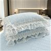Generic Federe in Puro Cotone con Volant in Pizzo Shabby Chic Vintage, 2 Pezzi, Lusso Elegante con Chiusura a Busta, Stile Country Francese per Cuscino, Divano, Camera da Letto(Blue)