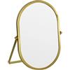 Tstarer Specchio cosmetico ovale con supporto, cornice in metallo dorato, specchio da tavolo per il trucco (oro, 15 x 22,5 cm)