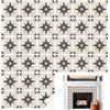 JOZMMZEOOA Marchio Piastrelle Adesive Cucina 30 Pz (Fiore Nero 10 cm) | Piastrelle Adesive Bagno Stella Ottagonale in Mandala Mattonelle Cucina, Pavimento, Parete