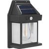 Pwshymi 1 Pezzo Luce a Parete Solare, con Sensore di Movimento, 3 Modalità, IP65 Impermeabile, ABS Nero, Luce Solare, per Esterni, Giardini e Cortili