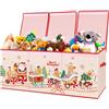 decalsweet Contenitore Giochi Bambini Extra Large con Coperchio Ribalta, Scatole Porta Giochi Pieghevole Oxford, Baule Portagiochi Impermeabile per Ragazze Ragazzi, 96×32×40cm(Omino di pan di Zenzero)
