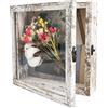 GraduationMall 20x20cm Cornice Shadow Box Cornice Portafoto con Vetrina,per Cimeli, Bouquet, Medaglie e Foto, Scatola per Ricordi, Bianco Retrò