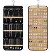 Zyluniy Porta Gioielli da Appendere, Hanging Jewelry Organizer per Armadio, Doppia Faccia con 48 Tasche Trasparenti e Ganci Metallici, Organizer da Appendere su Porta o Parete per Orecchini Collane,Bracciali