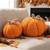 Ywlake Set di 2 Cuscini Zucca Autunnale, Decorazione Autunnale Cuscino Decorativo Forma Zucca 3D per Divano Camera Da Letto Decorazione Halloween Ringraziamento (Arancione)