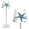 RAINFALLARING Lampada da tavolo senza fili Costiera nautica stella marina ripetizione Blu navy turchese bianco ricaricabile Lampada da tavolo esterna Impermeabile Dimming Lampade da tavolo LED Luce notturna