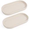 Autumnlife 2 vassoi decorativi per bagno, colore bianco crema | Vassoio decorativo in ceramica, ideale per cosmetici, gioielli e piccoli accessori sul lavandino