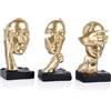 XIAOMAGG Set di 3 statue del pensatore con scritta in inglese See No Evil Hear No Evil Speak No Evil, No Evil, No Evil, Scultura astratta, in resina, decorazione per casa, ufficio, soggiorno, mensola
