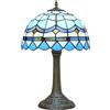 Blivuself Tiffany Lampada da tavolo in vetro macchiato Lampada da tavolo blu Mediterraneo Camera da letto Lettura Luce da scrivania per comodino Soggiorno Ufficio Dormitorio Sala da pranzo Decorare