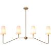 ZenithBeam Lampadario Cucina,120Cm Oro Lampadari Camera Da Letto Classic Lineare A 4 Luci Lamp Soggiorno Con Paralume Bianco E14 A Sospensione Per Cameretta