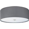 Eglo Plafoniera Pasteri, plafoniera tessile a tre punti | luce, acciaio, tessuto, vetro, nichel opaco, grigio, E27, diametro 47,5 cm