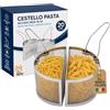 Akitaink Cestello Divisore Cuoci Pasta in Acciaio Inox, Set 2 Cestelli con Manico a Molla Rimovibile, per Cuocere Pasta Separatamente, Diametro 20 cm, Ideale per Pentole da 24 cm