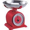Ardes AR1PA3M BASCULA Bilancia da Cucina Meccanica, Vintage Style, con Ciotola Removibile in Acciaio Inox, Peso Max 5 kg, Rossa, Plastica