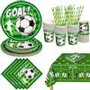 Nkaiso 126 Pezzi Festa Calcio Piatti Carta Bicchieri 25 Invitati | Set Festa Calcio con Piatti di Carta, Bicchieri, Tovaglioli e Cannucce, Stoviglie Usa e Getta per Feste a Tema Calcio