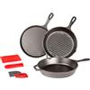 Lodge 6 pezzi Set di pentole in ghisa e accessori Grill Pan Set