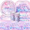 SANYUANHE 61 Pezzi Stoviglie per Feste Demone | SANYUANHE Decorazioni Compleanno Kpop Musica Festa,Decorazioni Feste per Ragazzi e Ragazze Piatti Tazze Tovaglioli Tovaglie